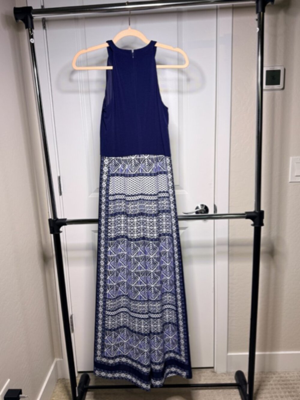 Vince Camuto Navy Geometric Halter Jumpsuit with Wide Leg, Size 4 - Picture 5 of 10